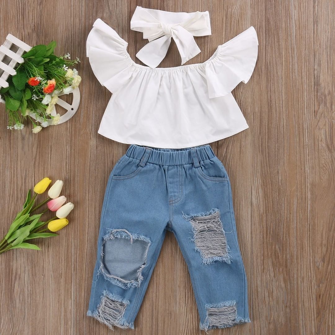 3-piece Baby Cotton Off Shoulder Suit-visikids