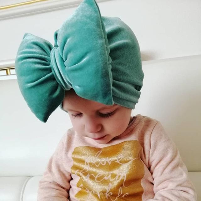 Baby Gold Velvet Padded Cotton Bow Headband.