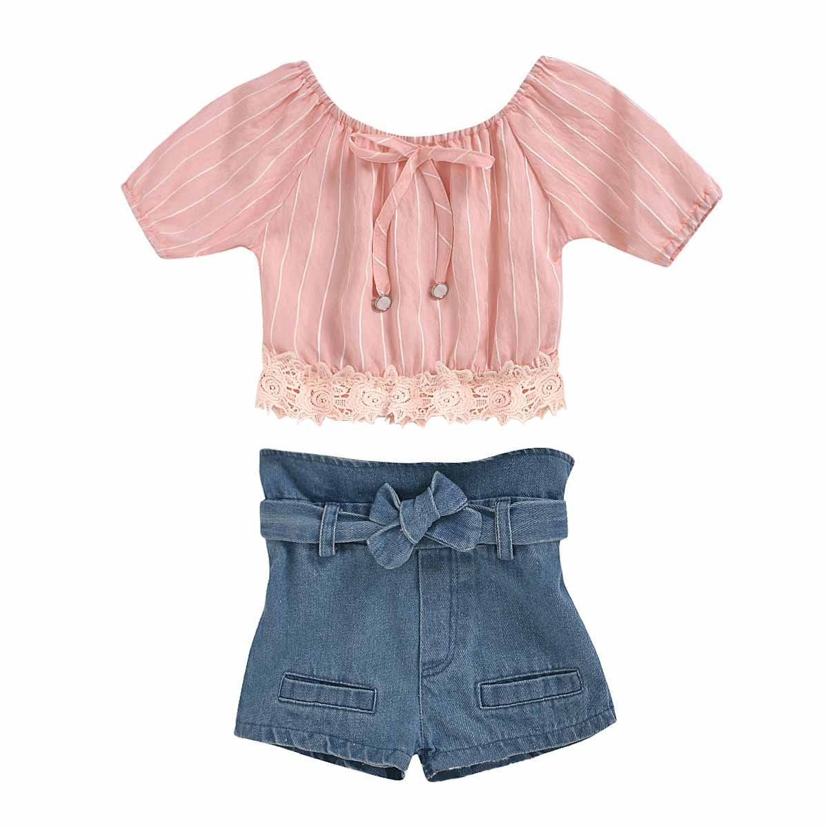 2-Piece Baby Kids' Summer Top + Denim Skirt-visikids
