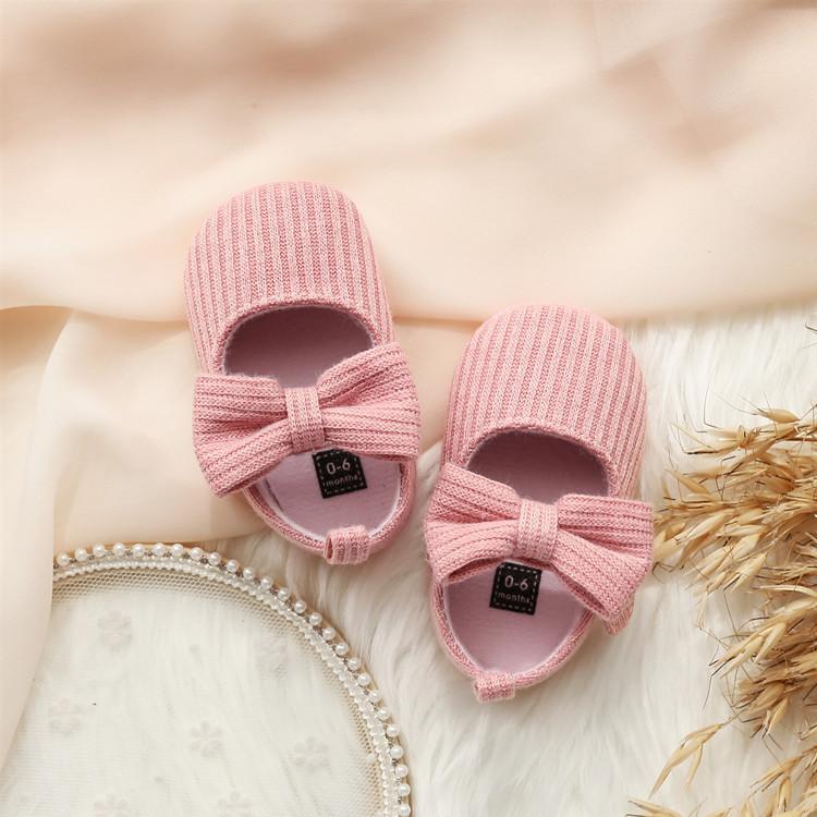 Bowknot Solid Color Baby Shoes.