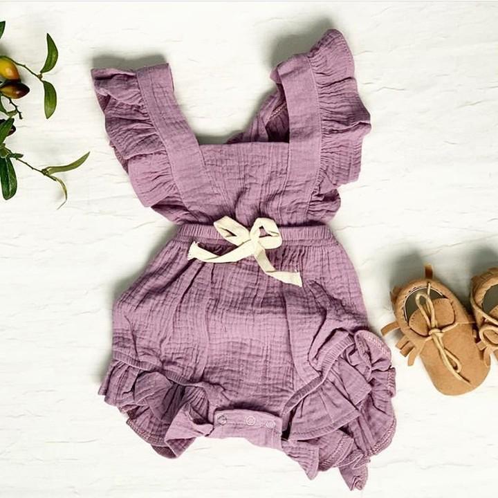 Baby Cotton and Linen Fold Romper-visikids