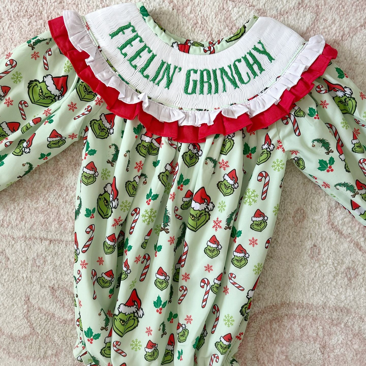 Baby Christmas Smocked Romper