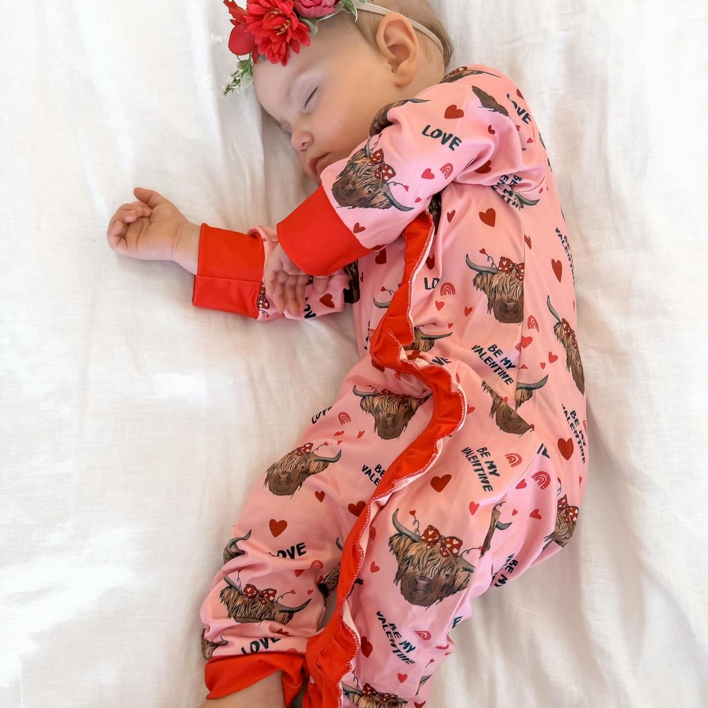Baby Girl Valentine Cow Romper