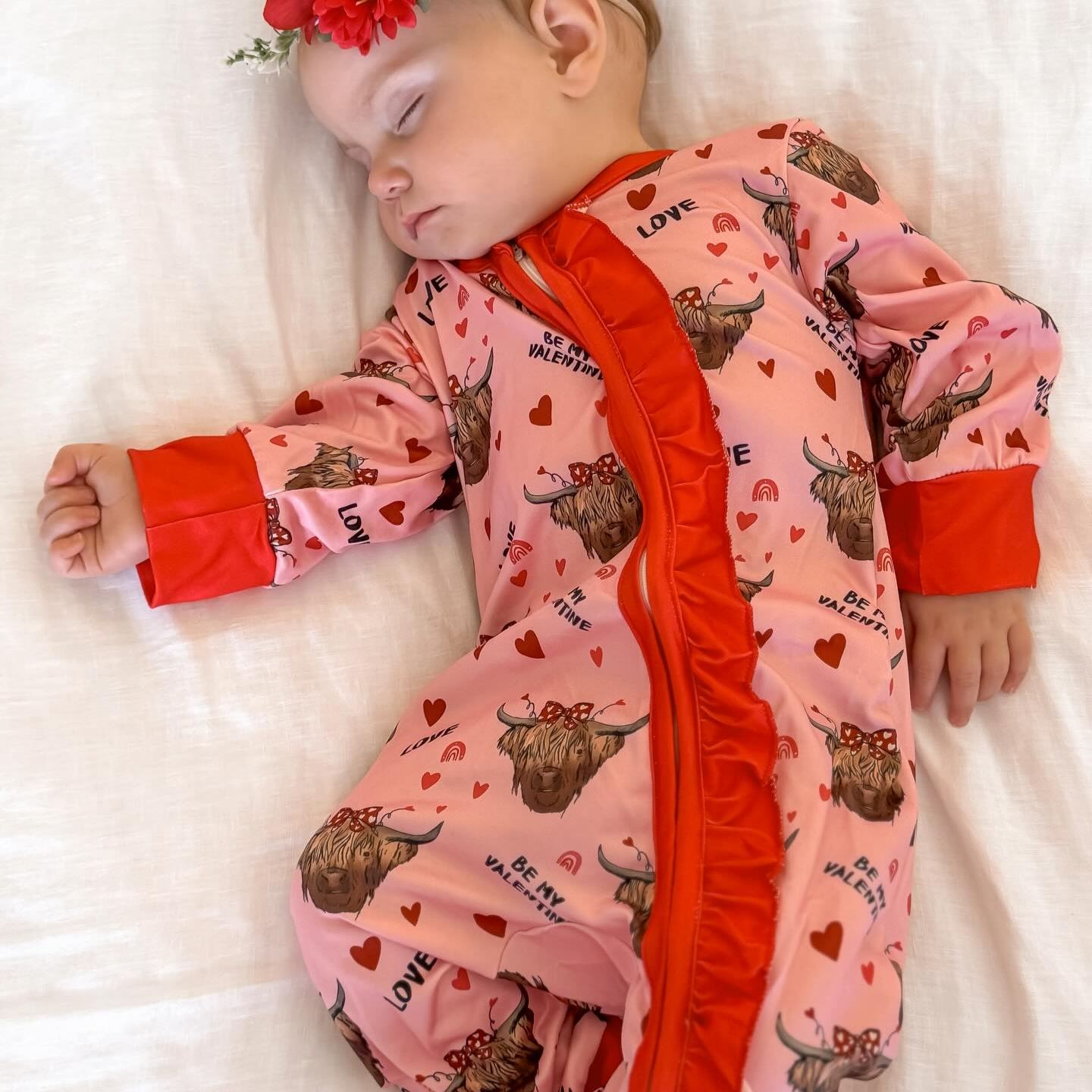 Baby Girl Valentine Cow Romper