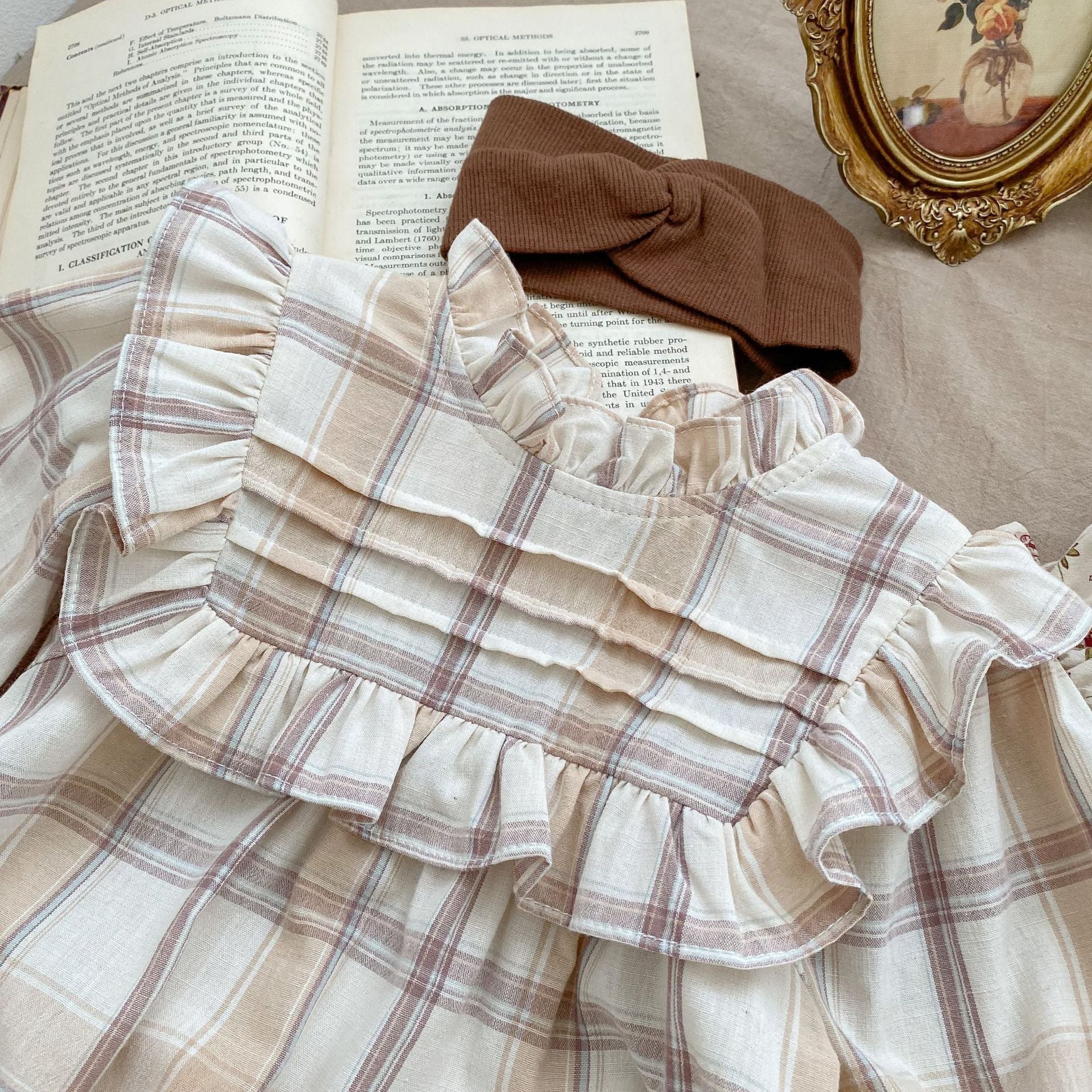 Baby Girl Plaid Floral Romper.