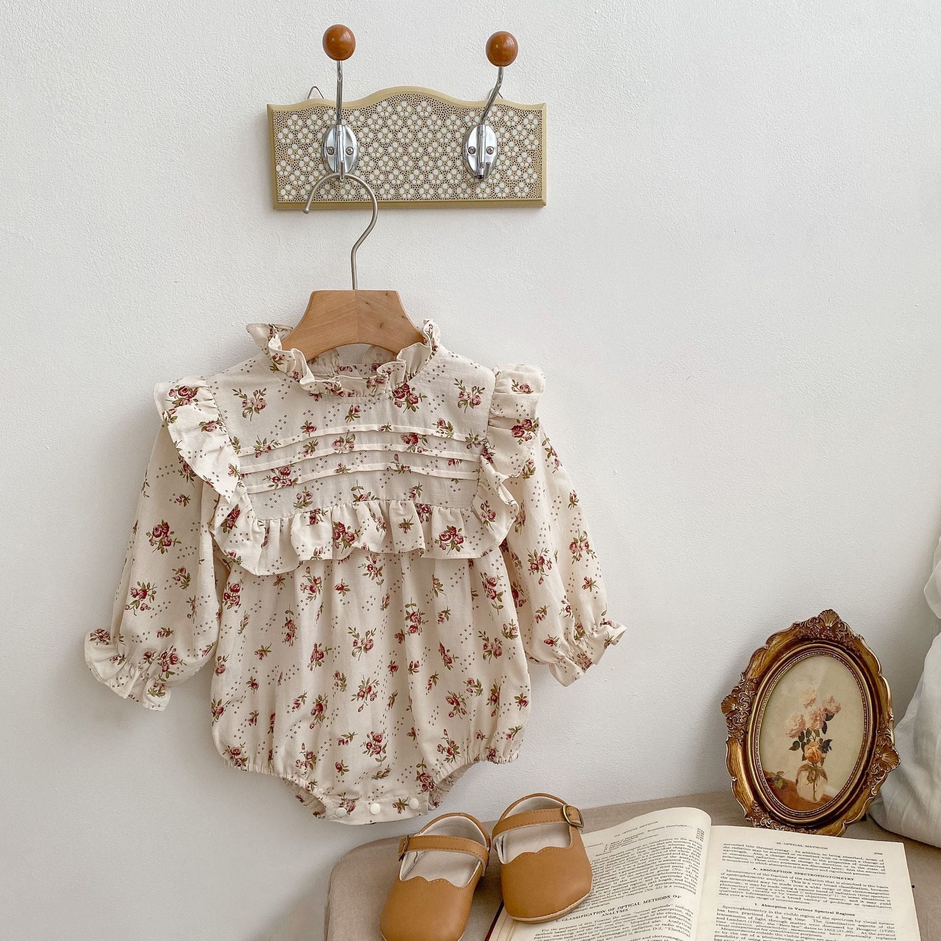 Baby Girl Plaid Floral Romper.