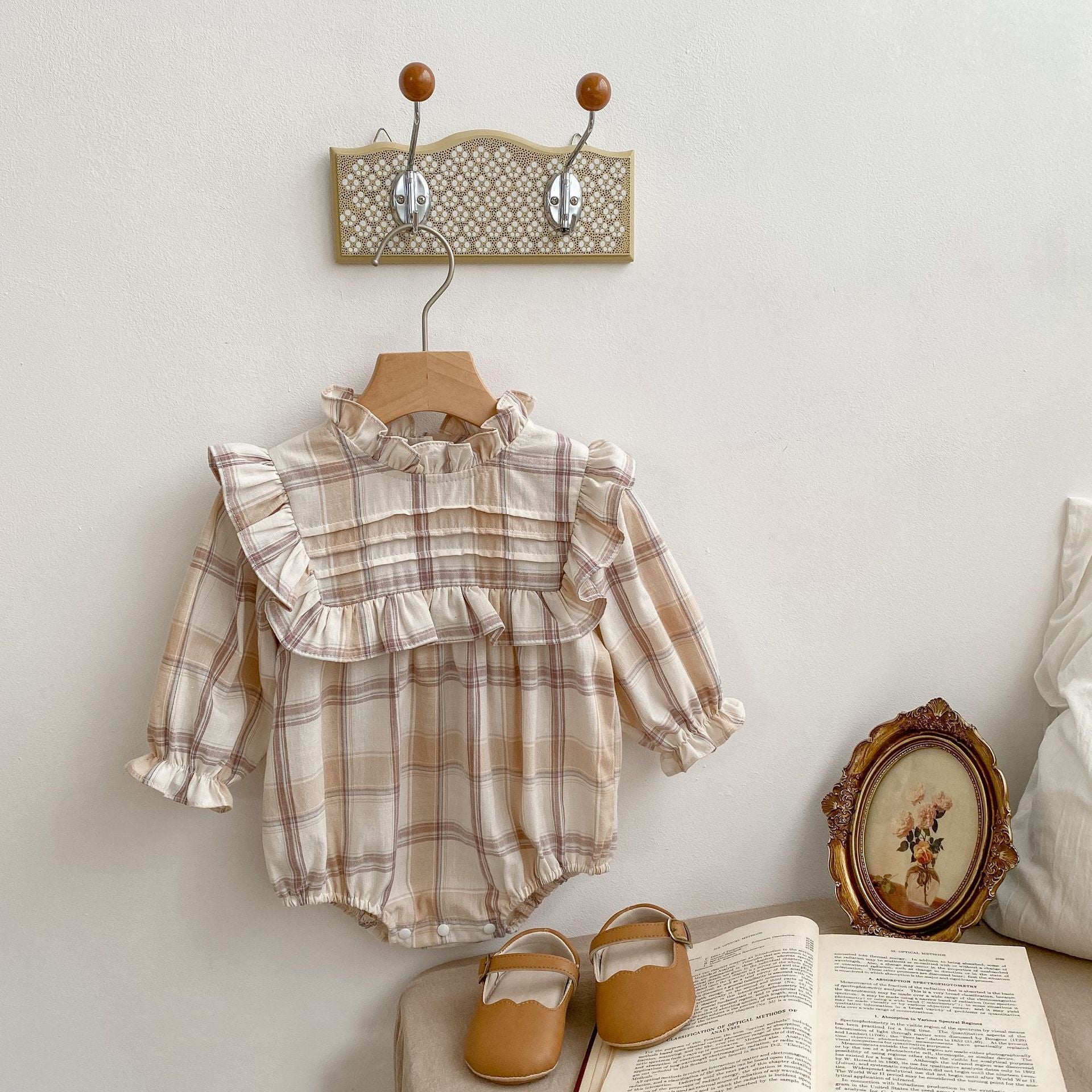 Baby Girl Plaid Floral Romper.