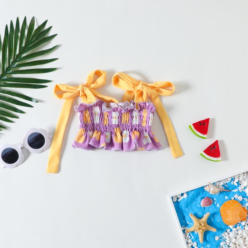 Toddler Girl Floral Reffles Bikini