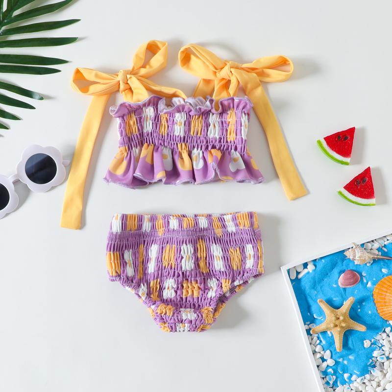 Toddler Girl Floral Reffles Bikini