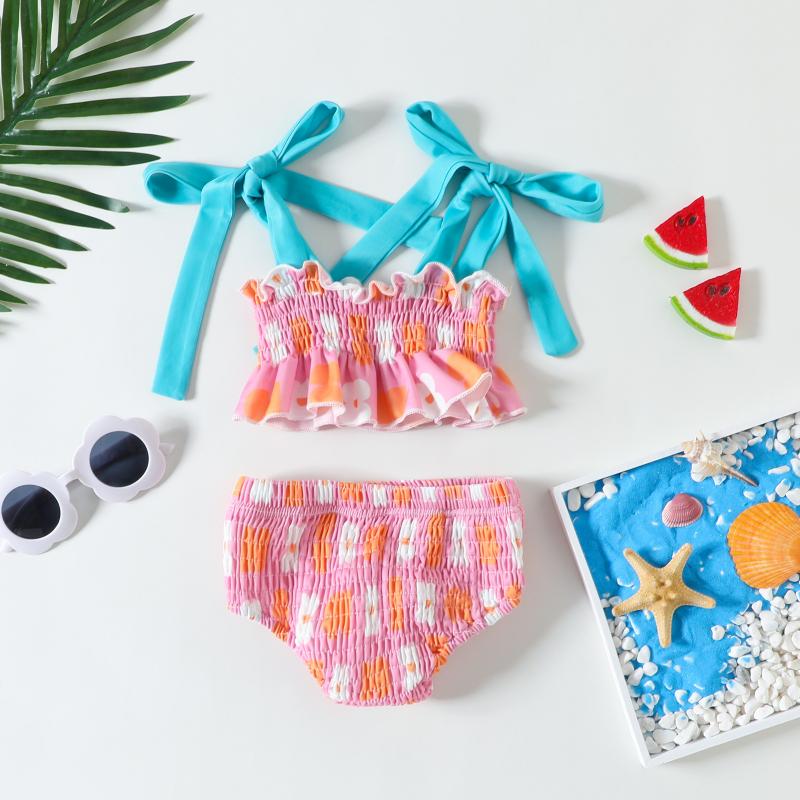 Toddler Girl Floral Reffles Bikini