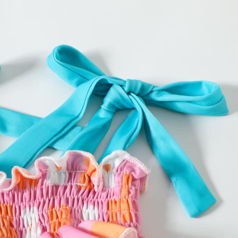 Toddler Girl Floral Reffles Bikini