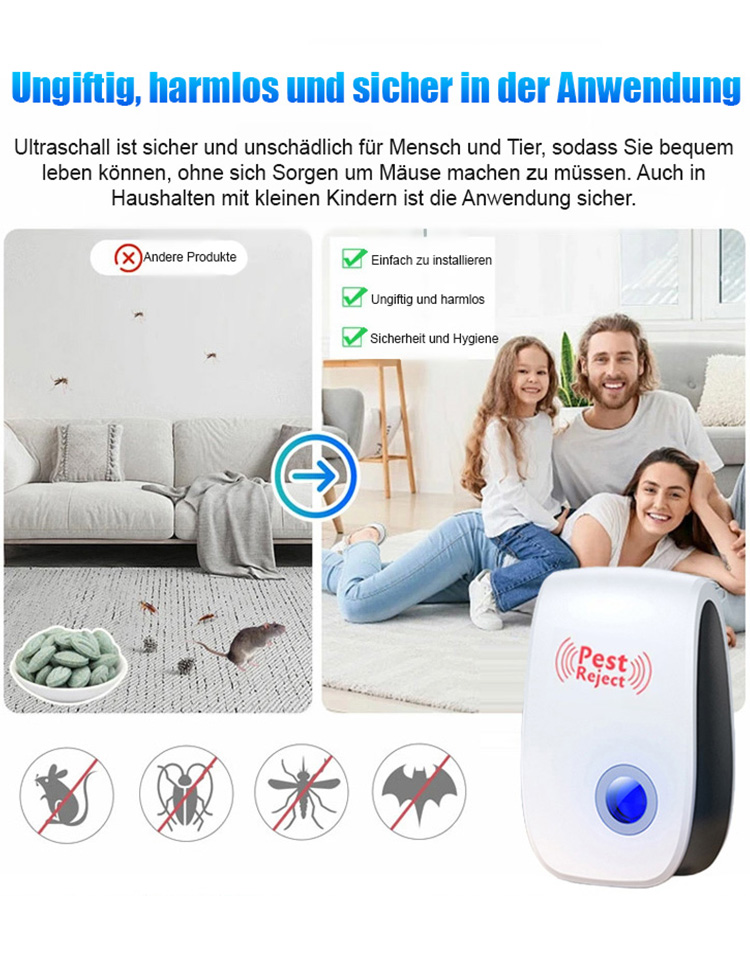 Ultraschall-Multifunktionsgerät zur Abwehr von Mäusen, Insekten und Mücken⚡Ratten und Kakerlaken sofort vertreiben