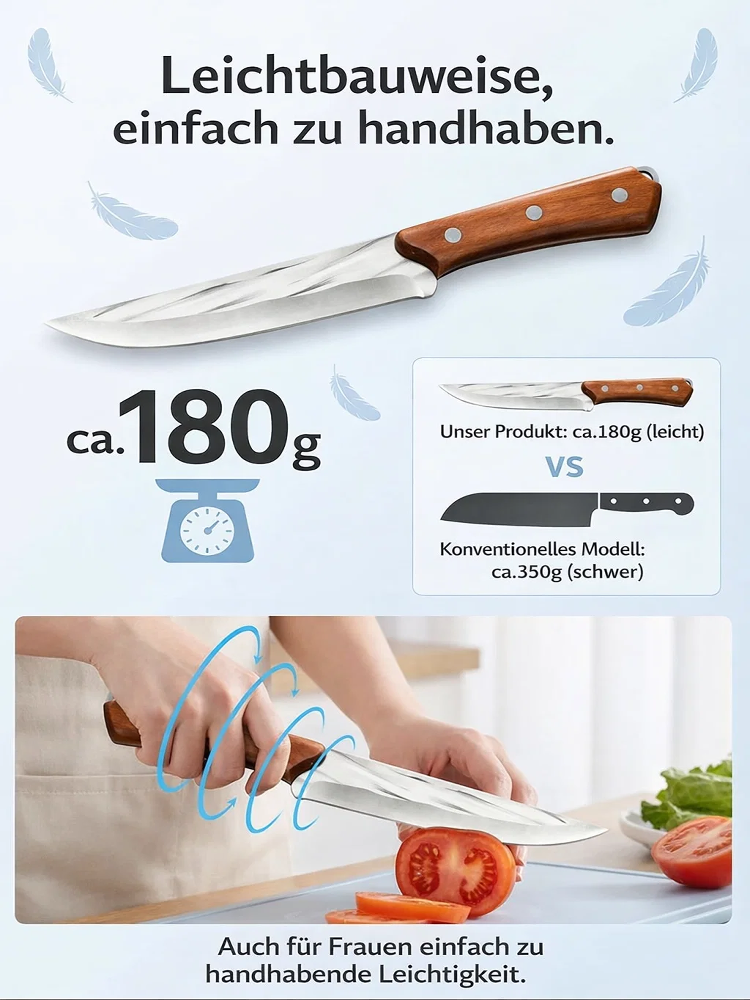 Upgraded Handgeschmiedetes Küchenmesser🔪 [Superscharfes Küchenmesser mit 20 Jahren Gratis-Ersatz] Schneiden Sie Ihr erstes Stück Fleisch und Sie werden es verstehen!