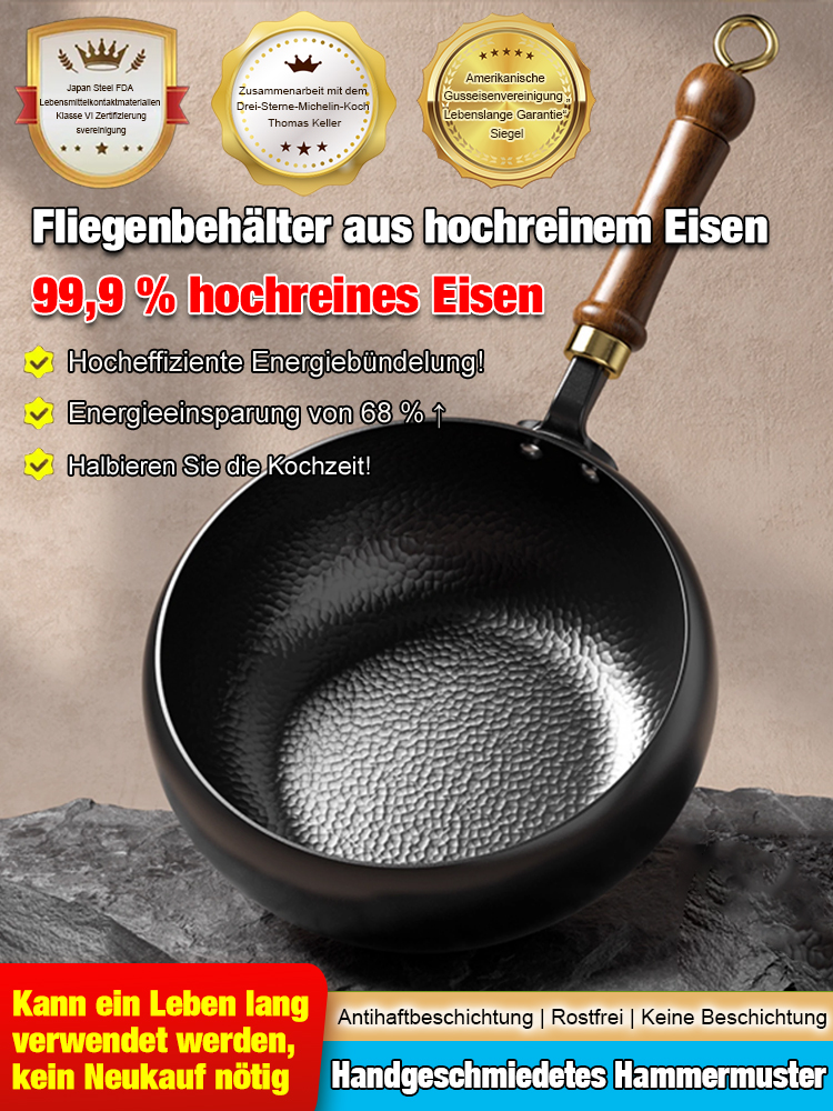 Handgeschmiedeter Hammermuster Originalbauchtopf❤️Ultraleichtes Design / Rostfrei / Vor der Auslieferung vorgewürzt