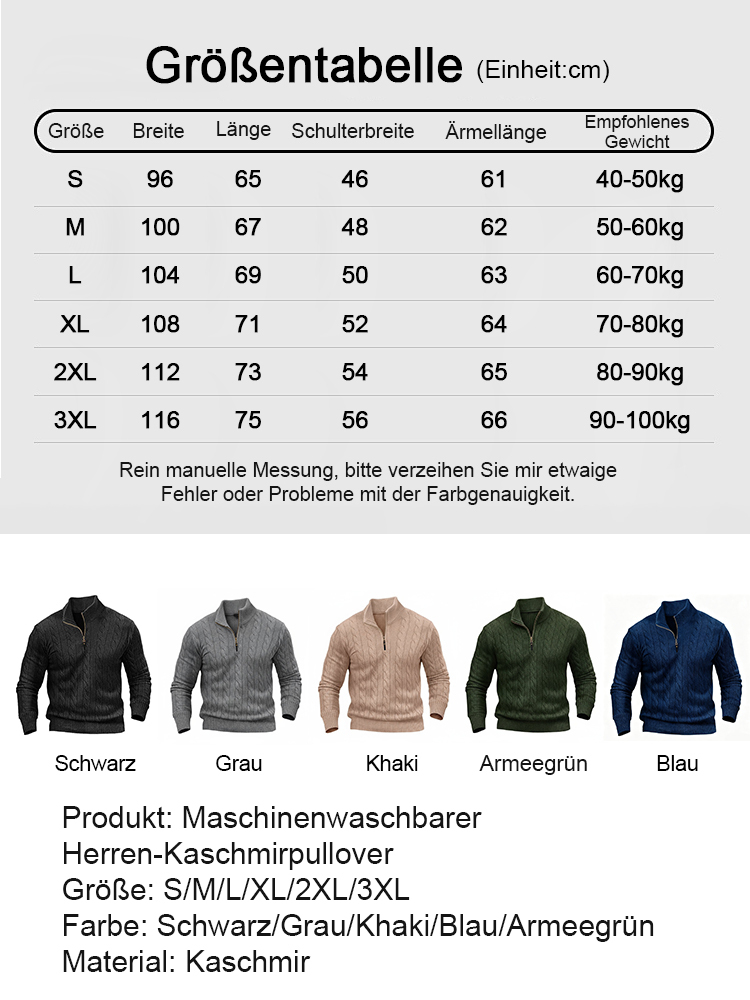 Maschinenwaschbarer Herren-Kaschmir-Strickpullover