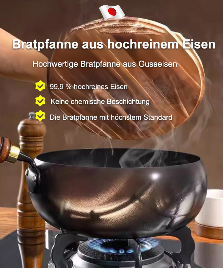 [Unbeschichtetes gesundes Kochgeschirr] Eisenauffrischendes reines Eisen Antihaft-Kochgeschirr