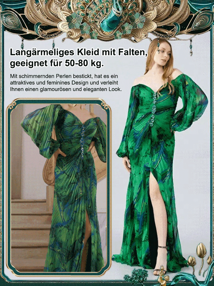 Neu Party Lange Ärmel Gold Seidenkleider