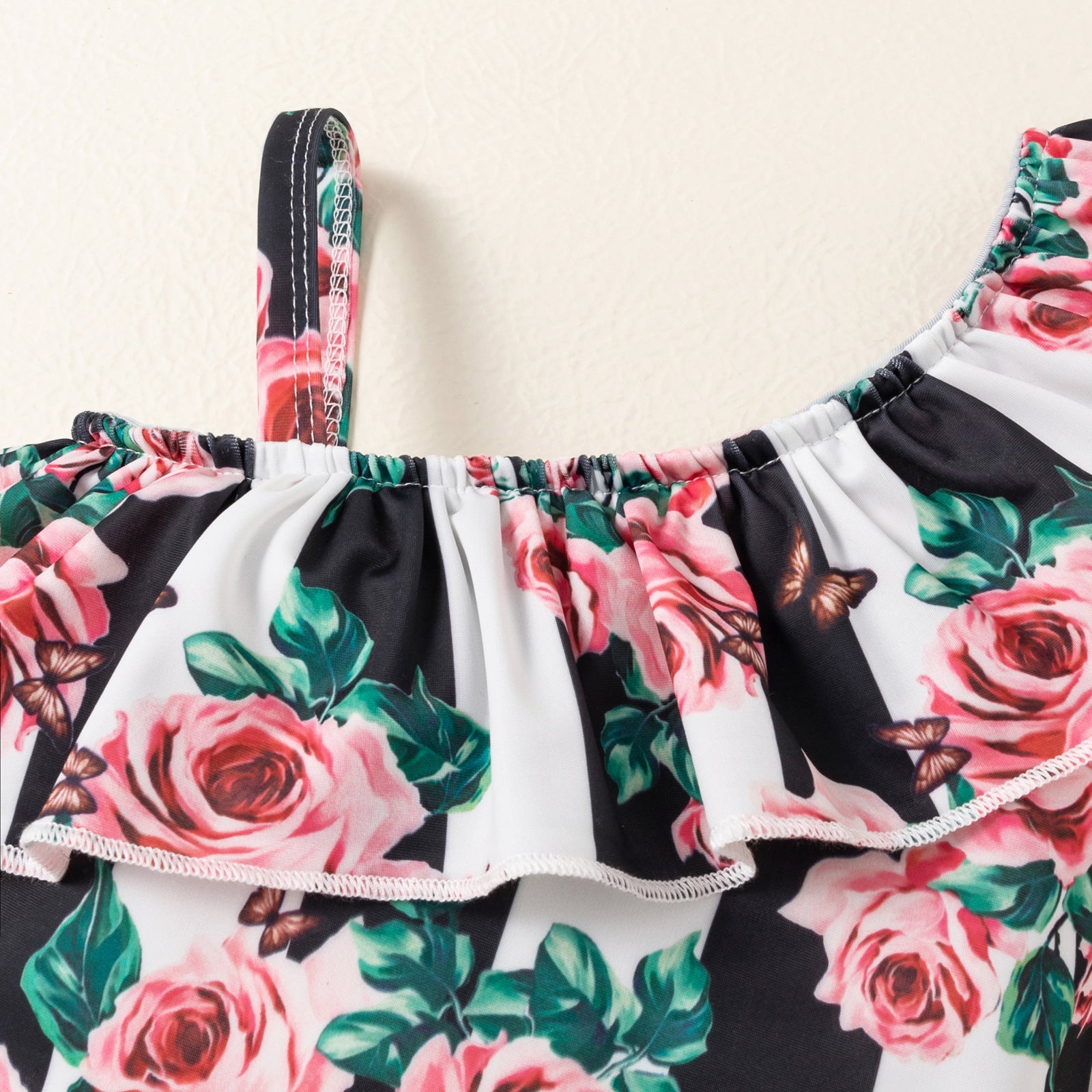 Flounces Sling Sleeveless Swimsuit-visikids