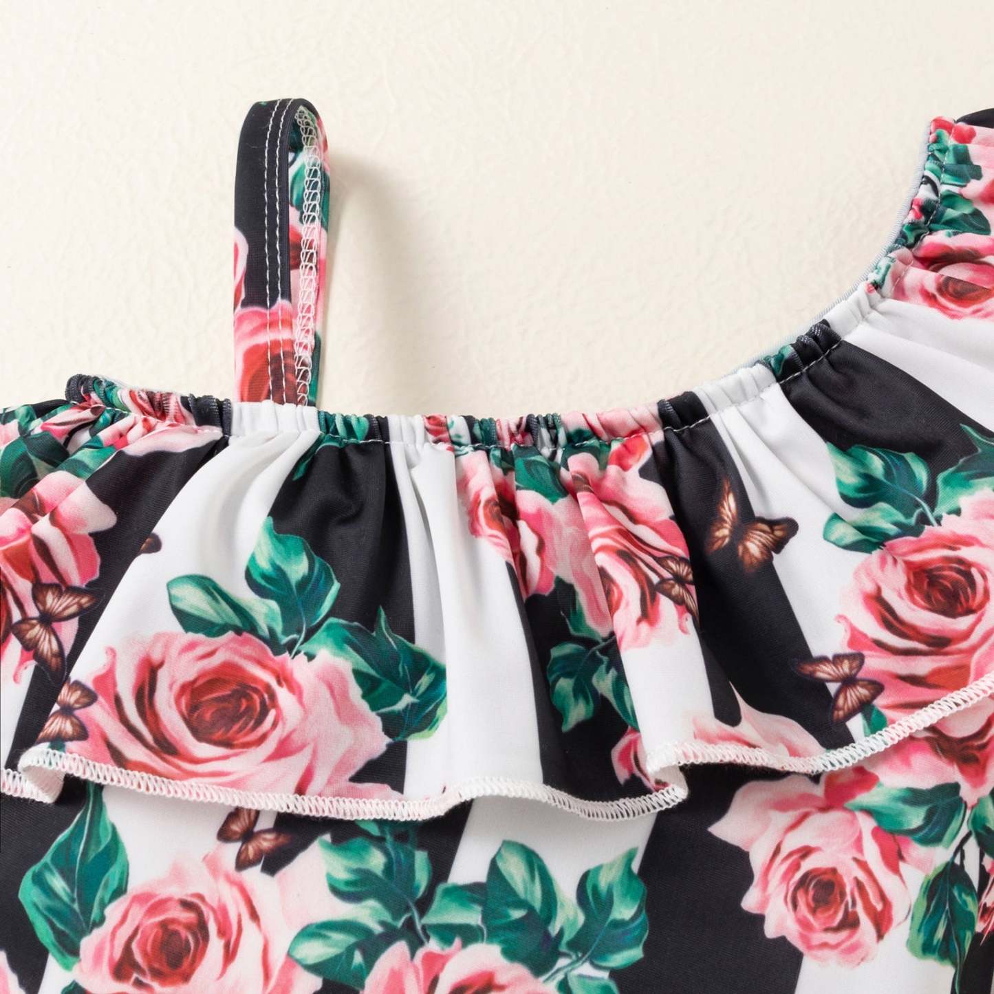 Flounces Sling Sleeveless Swimsuit-visikids