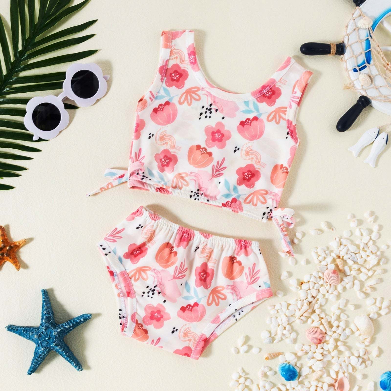 Strawberry Floral Print Swimsuit-visikids