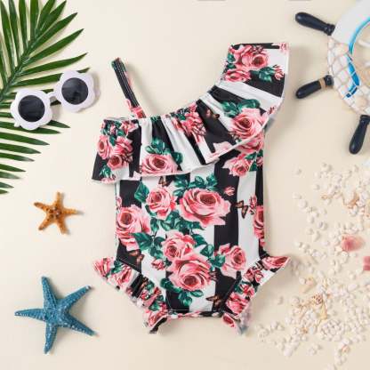 Flounces Sling Sleeveless Swimsuit-visikids