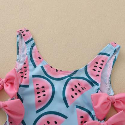 Watermelon Print Bow Swimsuit