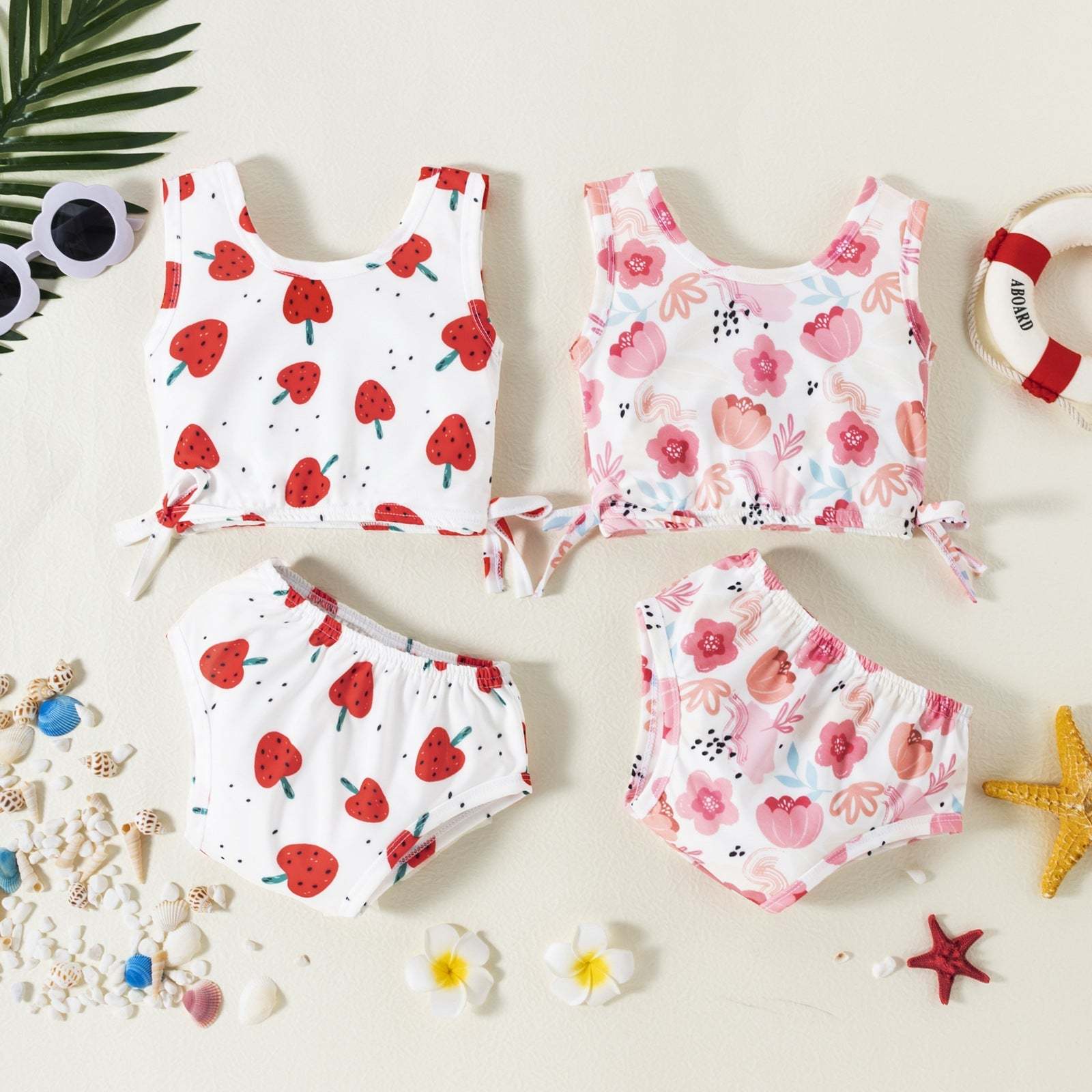Strawberry Floral Print Swimsuit-visikids