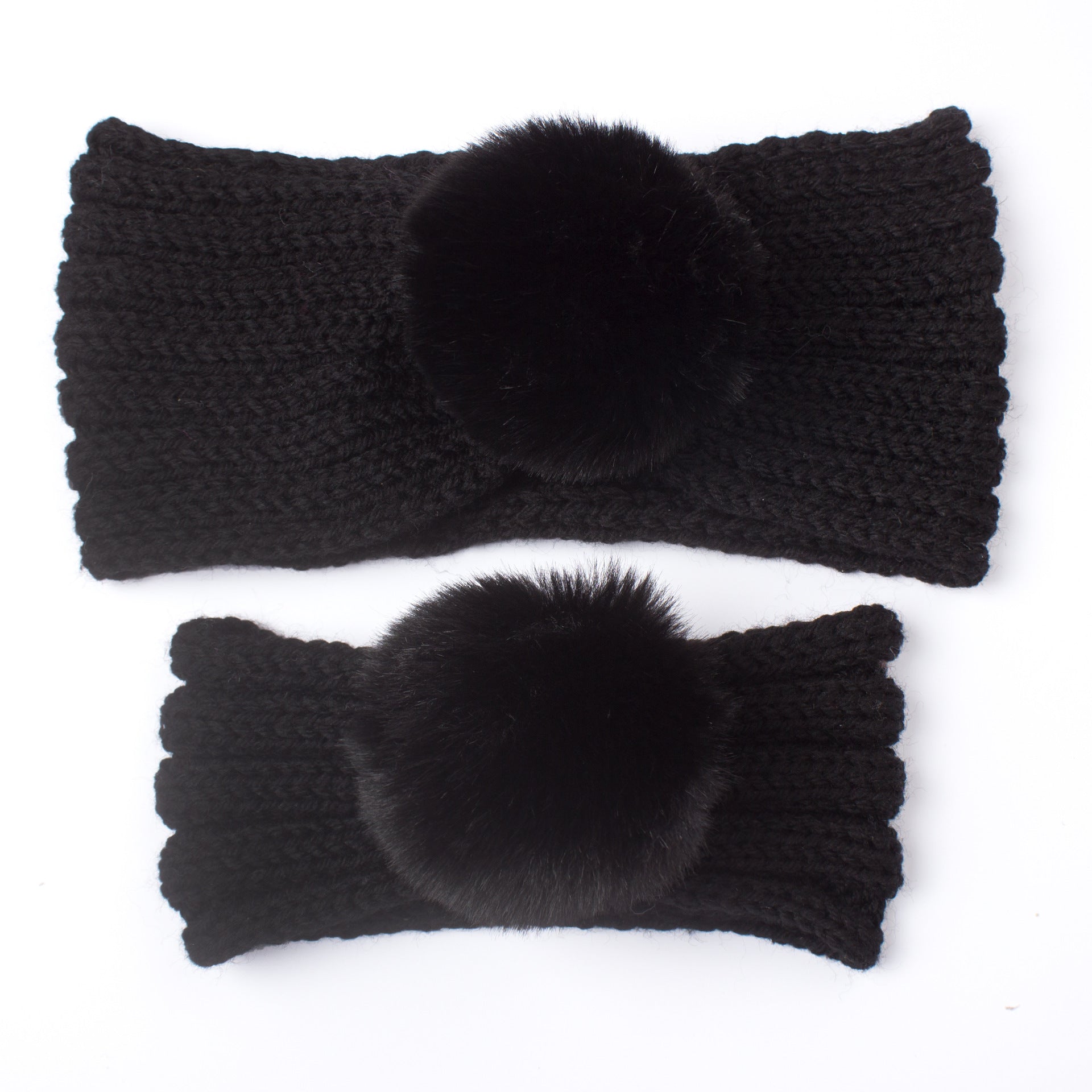 Knit Fur Ball Headband