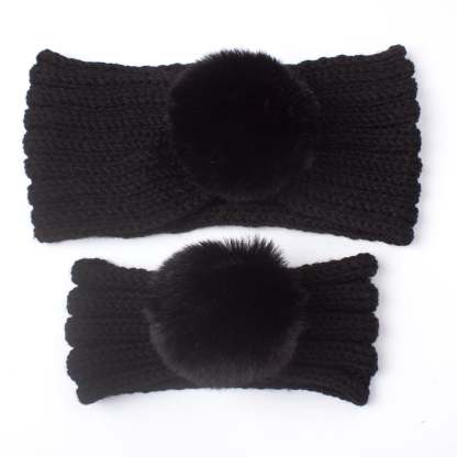 Knit Fur Ball Headband