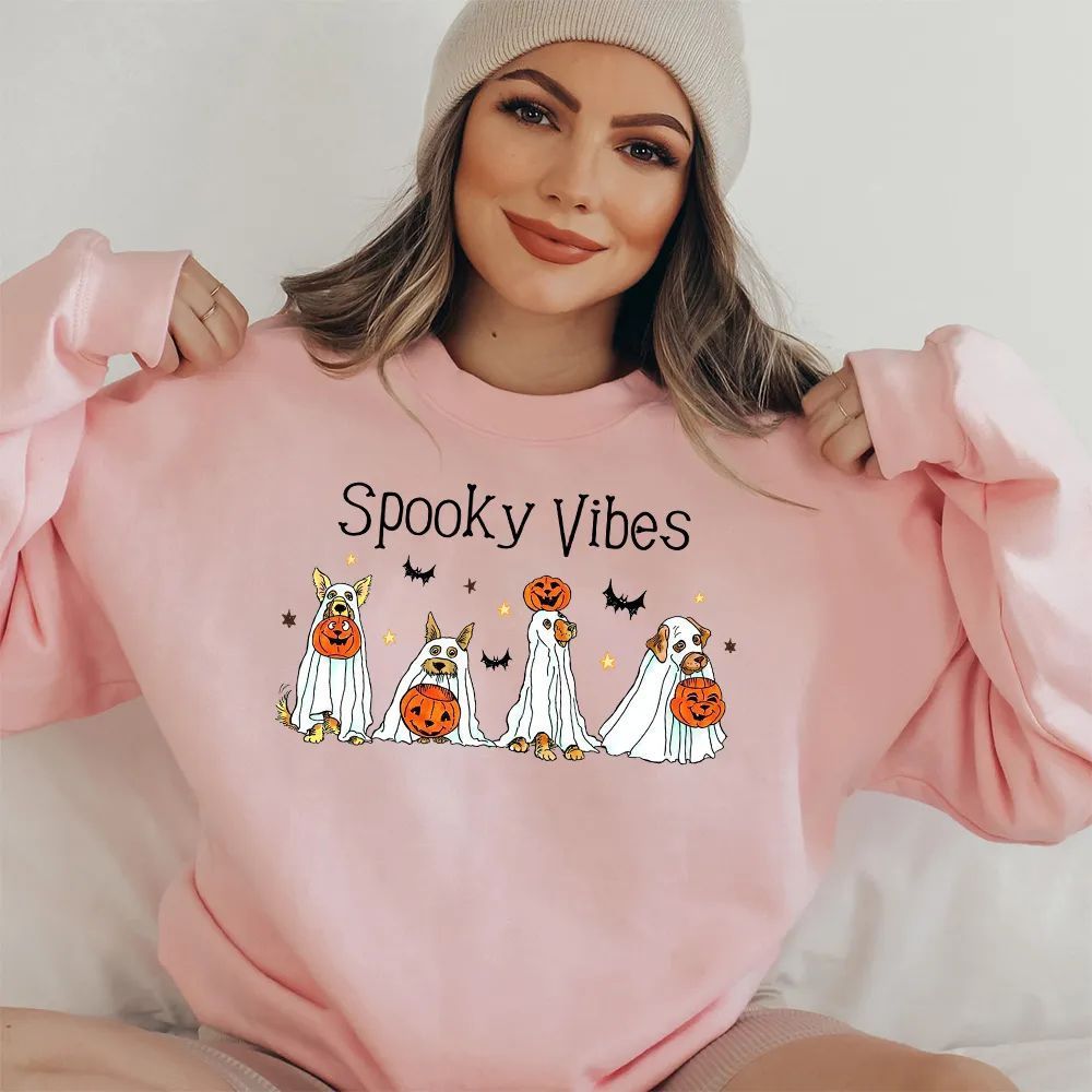 Halloween Candy-Seeking Ghost Dog Heat-Painted Sweatshirt | Hoodie | T-shirt