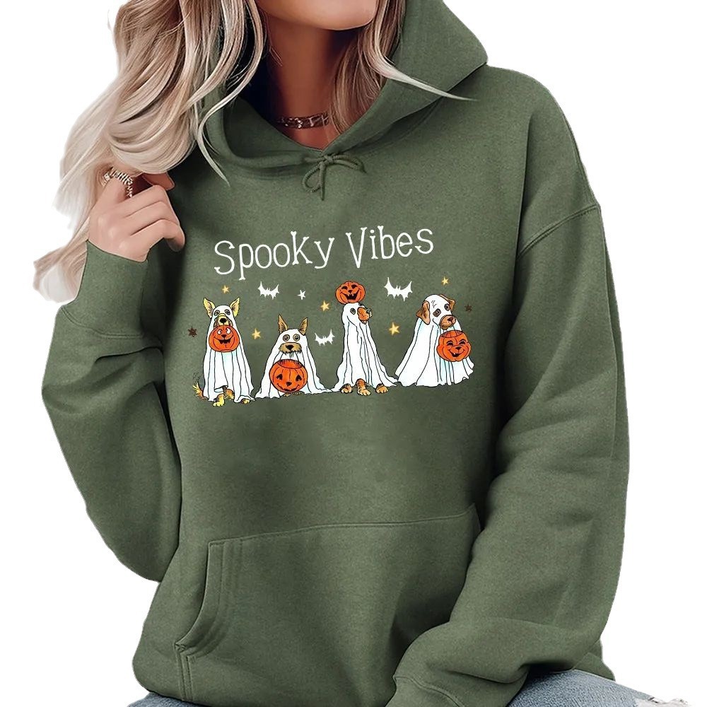 Halloween Candy-Seeking Ghost Dog Heat-Painted Sweatshirt | Hoodie | T-shirt