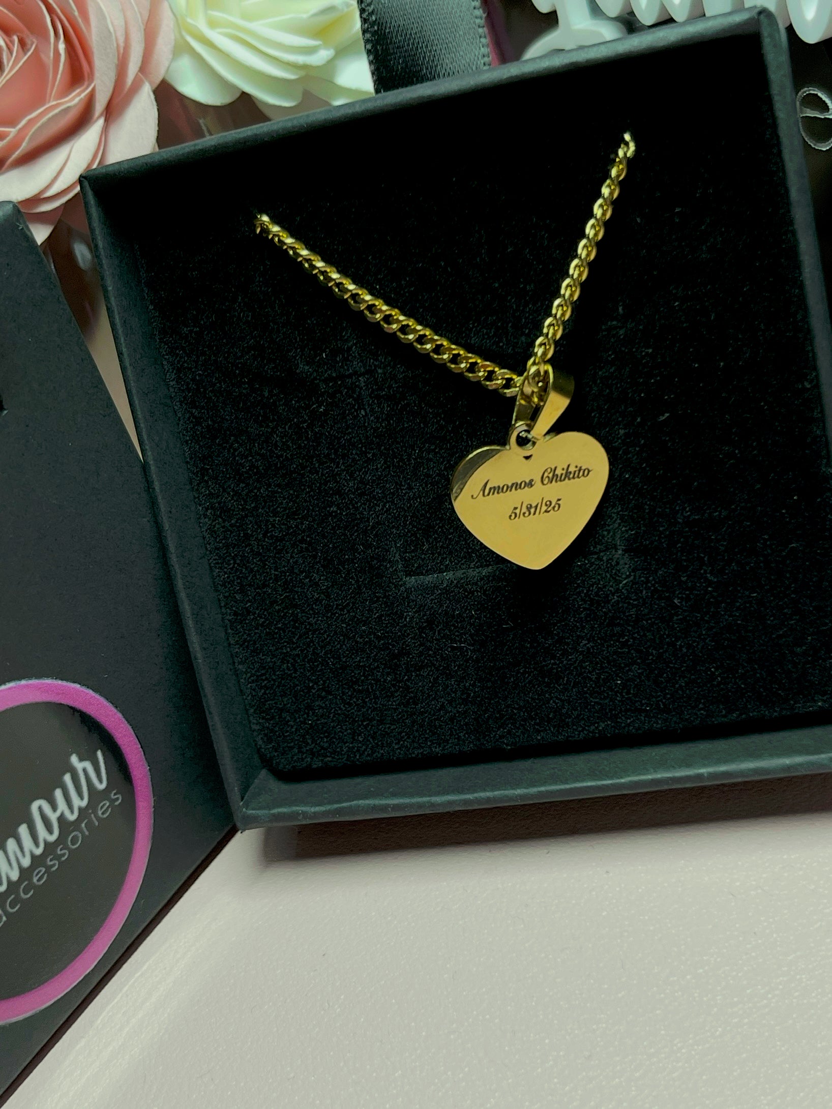 Small Heart necklace chunky chain