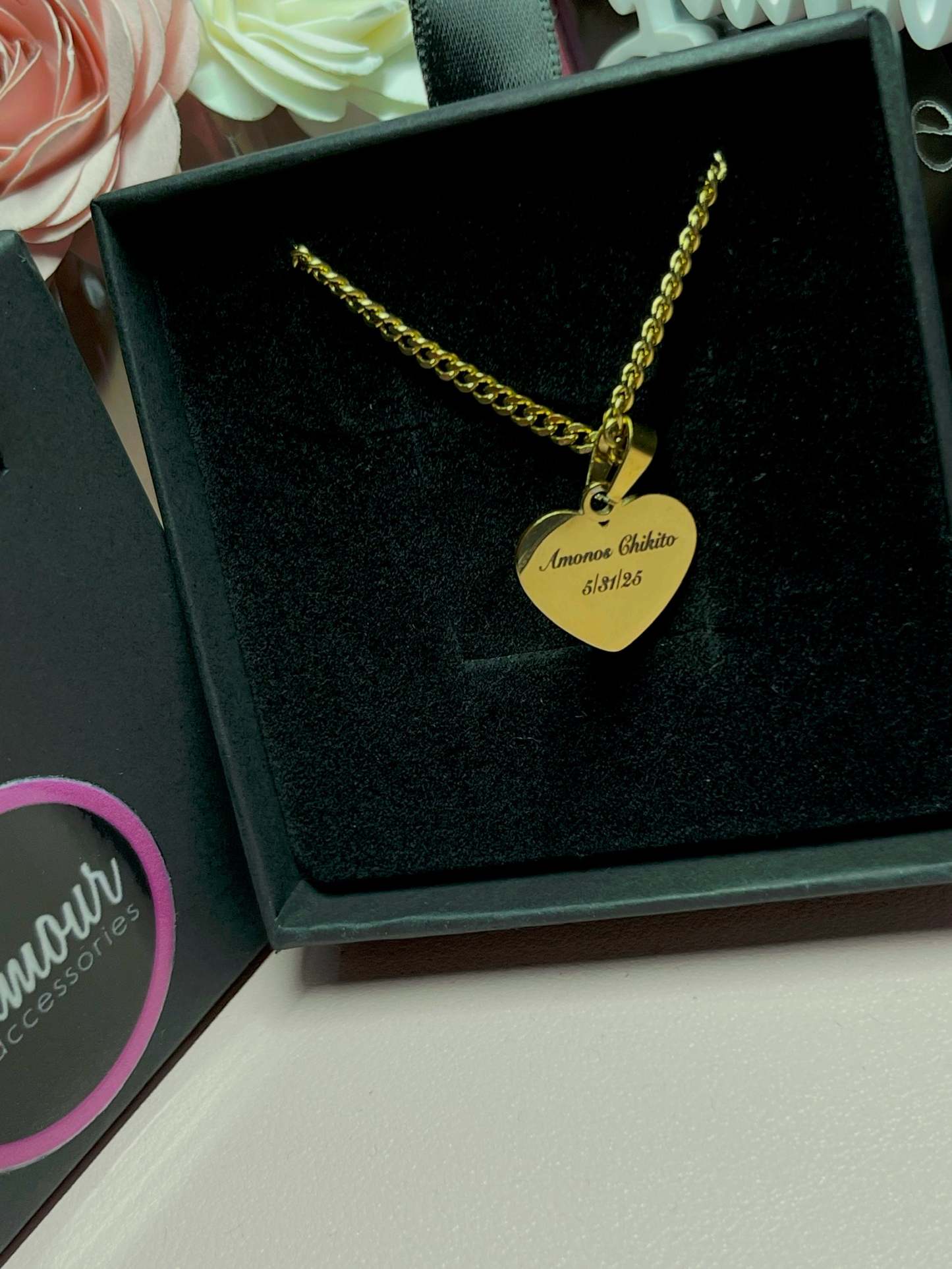 Small Heart necklace chunky chain