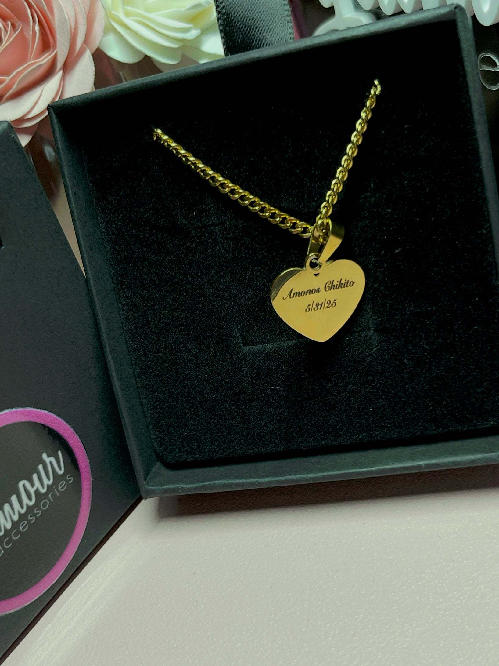 Small Heart necklace chunky chain