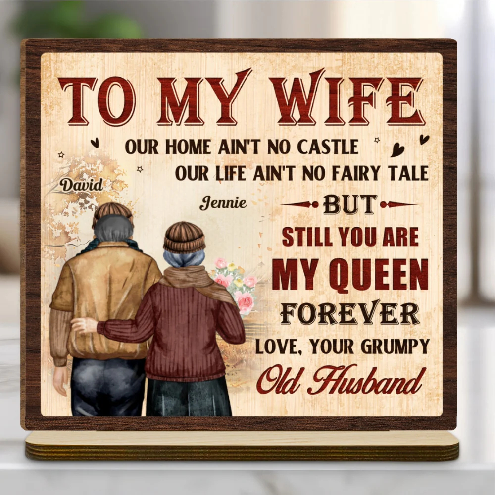 To My Queen - Personalized Custom 2-Layer Wood Plaque With Flat Base