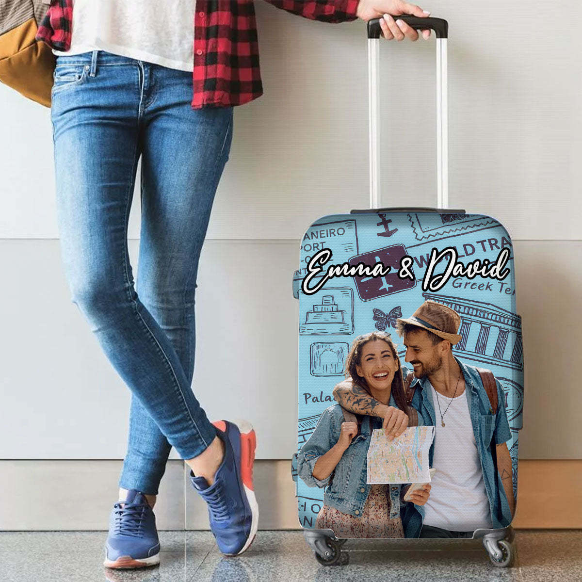 Around The World - Personalized Custom Luggage Cover