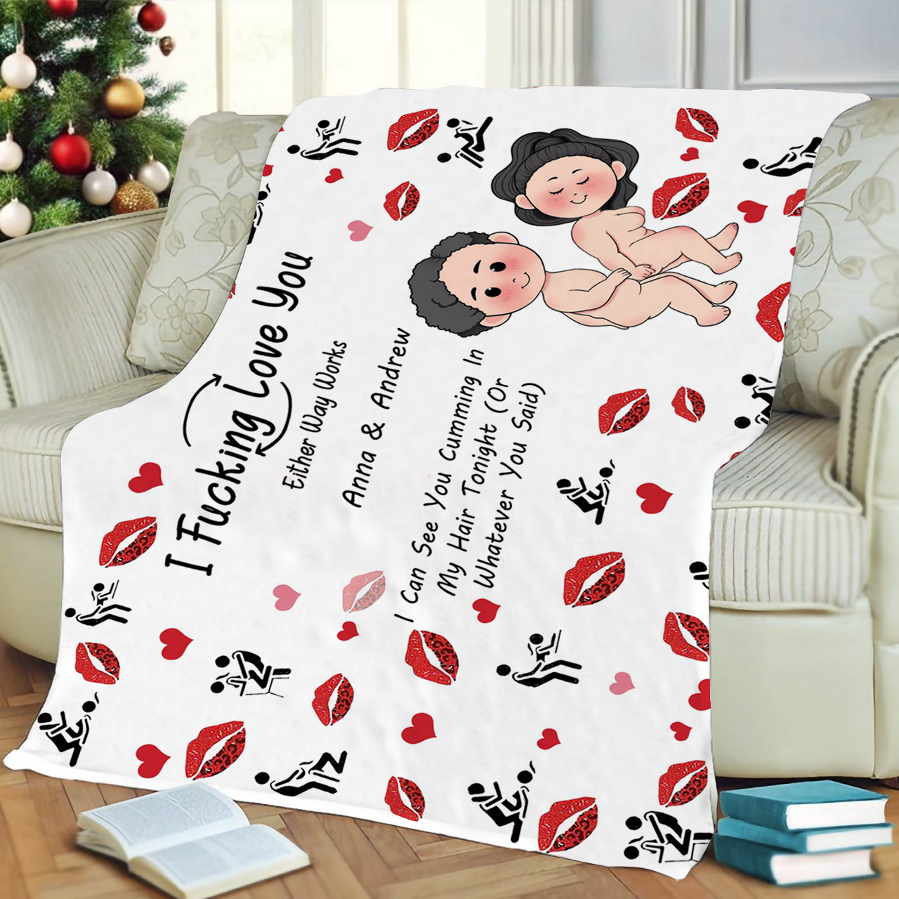 Couple - I Fucking Love You - Personalized Blanket