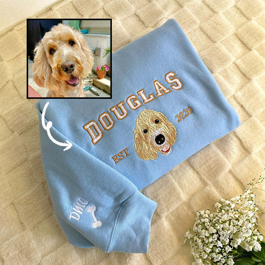 Personalized Embroidered Pet Face and Name Est Sweatshirt | Hoodie | T-shirt