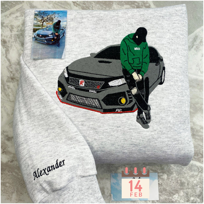 Custom Car Embroidered Crewneck & Hoodies – The Perfect Gift for Your Boyfriend or Husband!