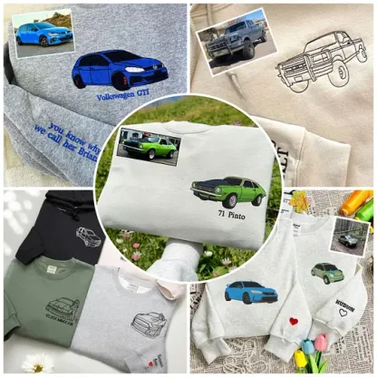 Custom Car Embroidered Crewneck & Hoodies – The Perfect Gift for Your Boyfriend or Husband!