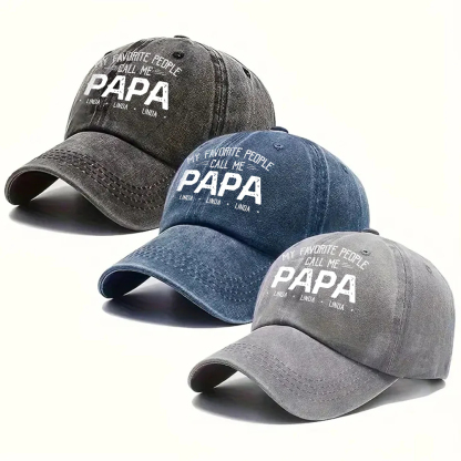 My Favorite People Call Me Daddy - Personalized Custom Vintage Washed Denim Cap