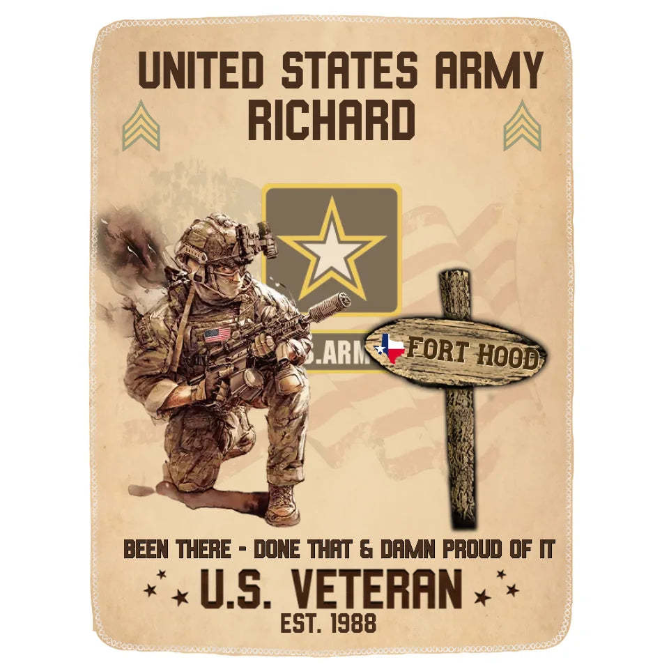 Proud Service Journey Blanket Custom Military Keepsake US Veteran Trib