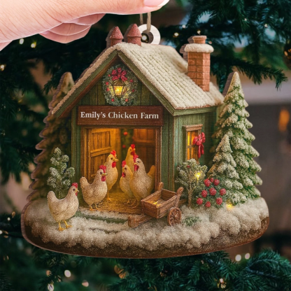 Custom Wood Ornament - Personalized Christmas Birthday Gifts For Women, Men - Chicken Love, Farm Life, Christmas Joy