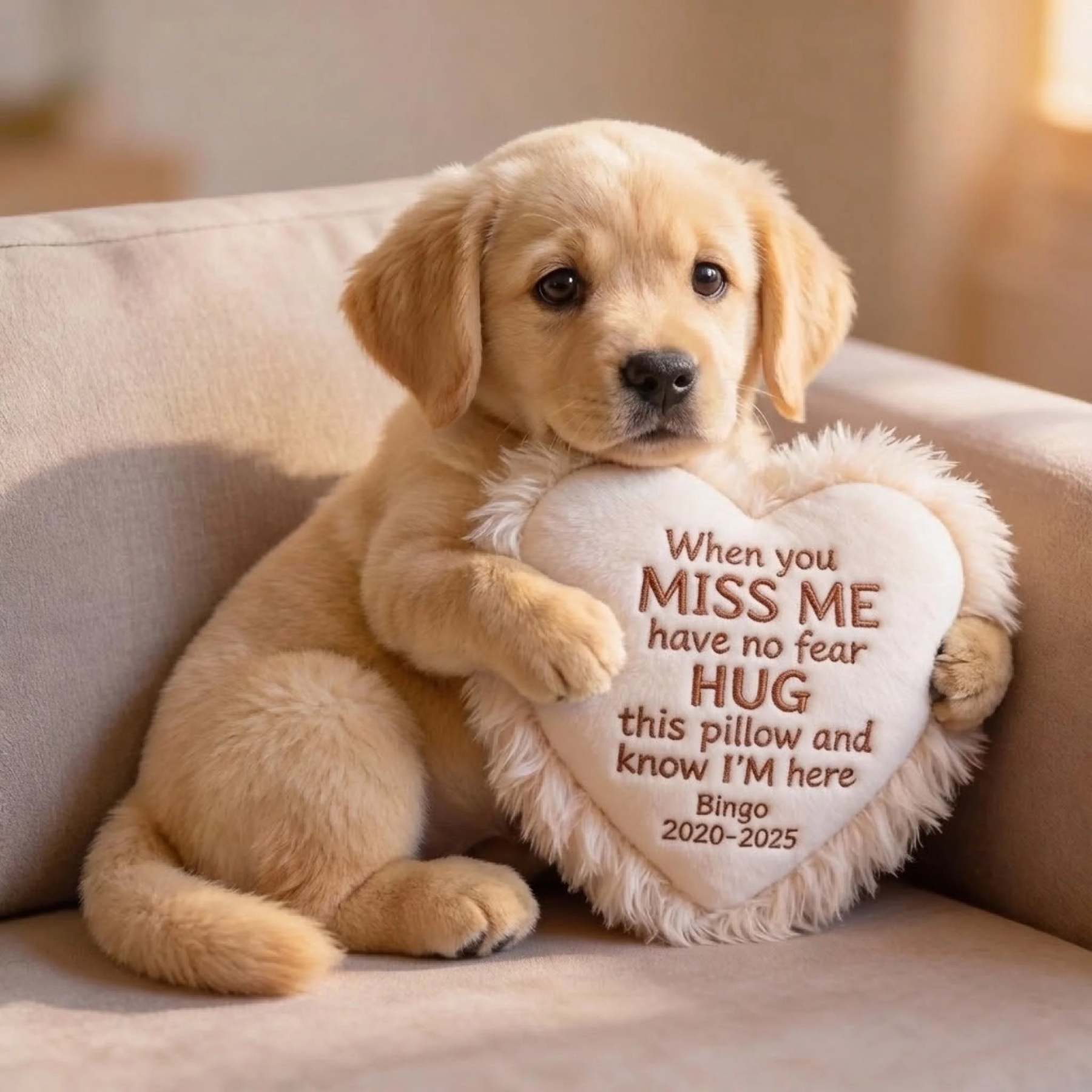 Custom From Photo - When You Miss Me - Personalized Memorial Faux Fur Shaped Pillow