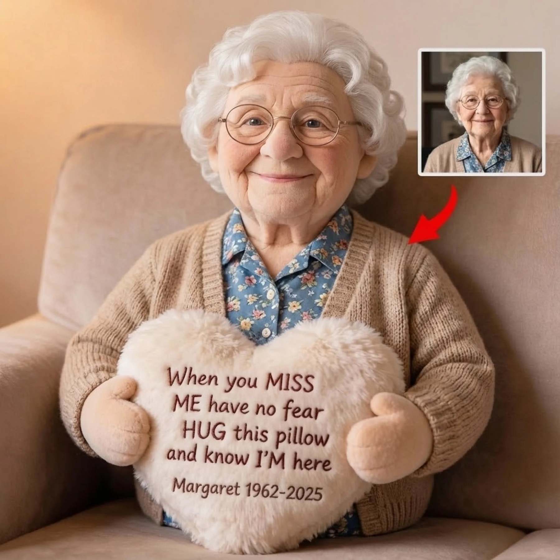 Custom From Photo - When You Miss Me - Personalized Memorial Faux Fur Shaped Pillow