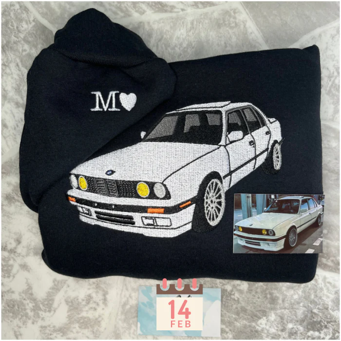 Custom Car Embroidered Crewneck & Hoodies – The Perfect Gift for Your Boyfriend or Husband!