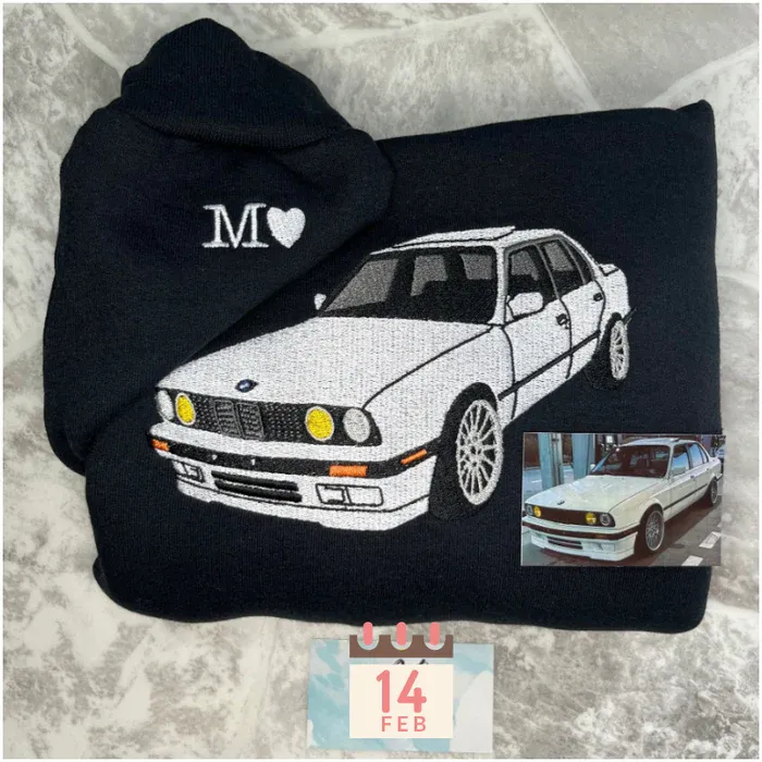 Custom Car Embroidered Crewneck & Hoodies – The Perfect Gift for Your Boyfriend or Husband!