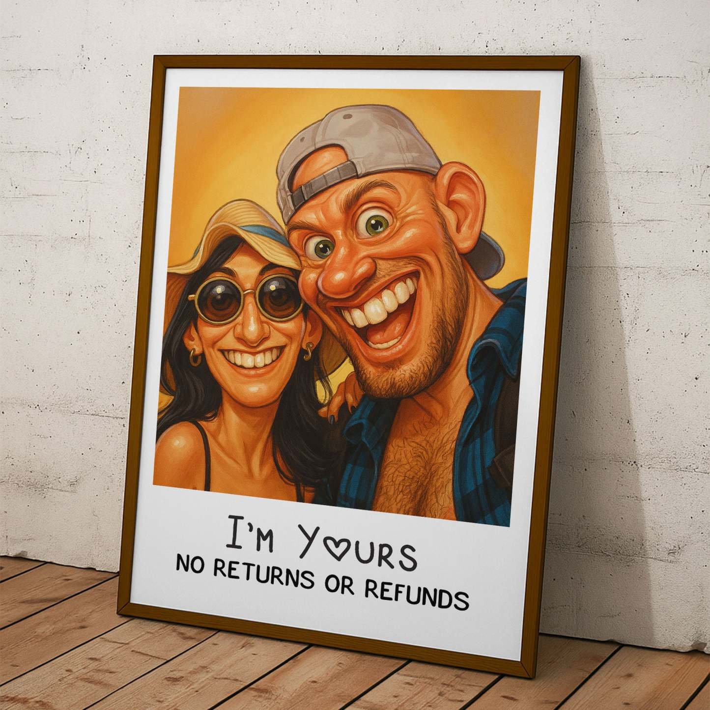 Caricature Wall Art For Funny Couples - Custom Cartoon Drawing From Photo - Personalized Photo Poster