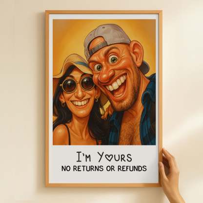 Caricature Wall Art For Funny Couples - Custom Cartoon Drawing From Photo - Personalized Photo Poster