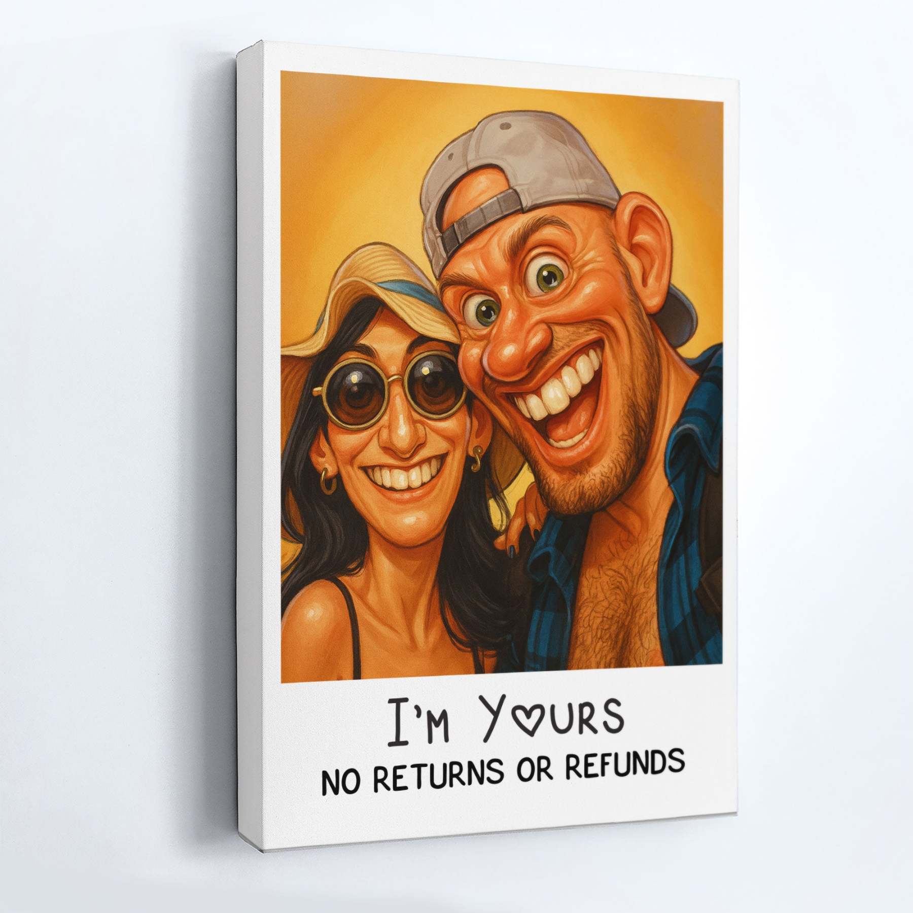 Caricature Wall Art For Funny Couples - Custom Cartoon Drawing From Photo - Personalized Photo Poster